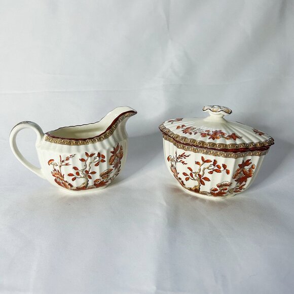 Copeland Spode India Tree Vintage Sugar Bowl and Creamer - Picture 1 of 12